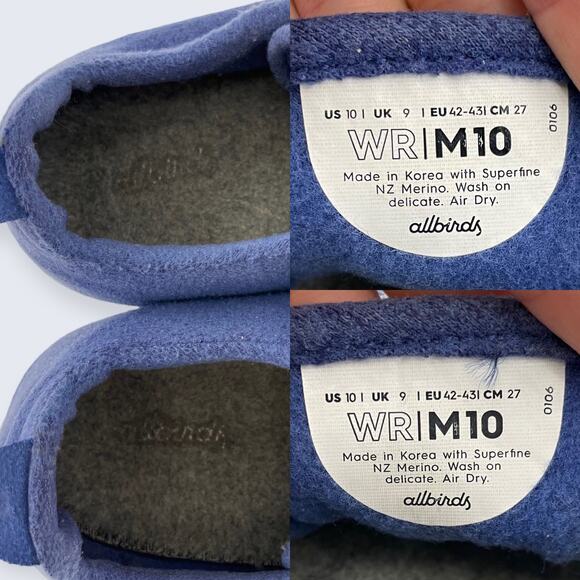 Men's Allbirds The Wool Runners Blue Merino Lace Up Cream Sole Sneaker 10 - Picture 8 of 8